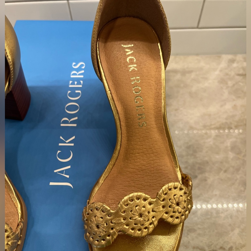 Jack Rogers Metallic Gold Heels- worn once for photo!